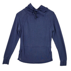 Title Nine Sweatshirt Women S Manresa Blue Hoodie Kangaroo Pocket Side Slits